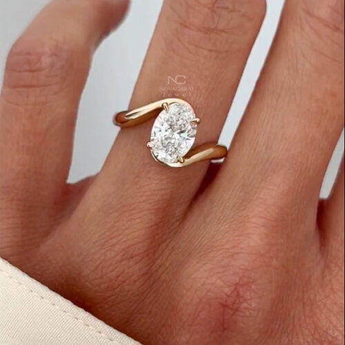 2.5CT Oval Cut Bypass Band Moissanite Diamond Engagement Ring