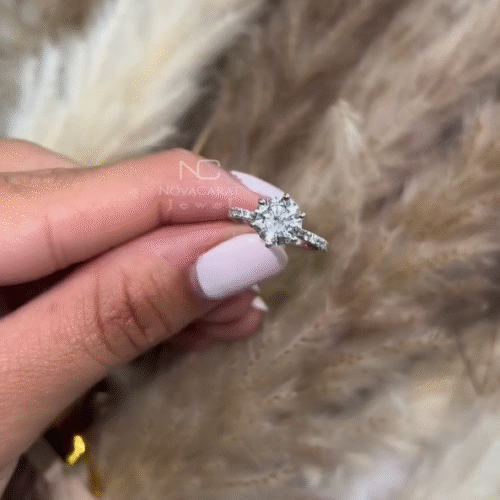 2ct Brilliant Round Moissanite Hidden Halo Engagement Ring