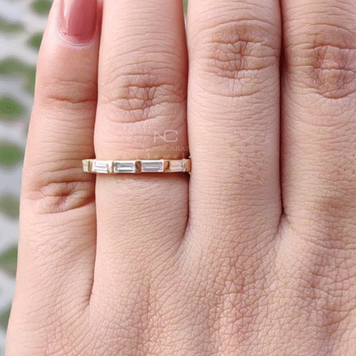 Baguette Cut East West Moissanite Wedding Band