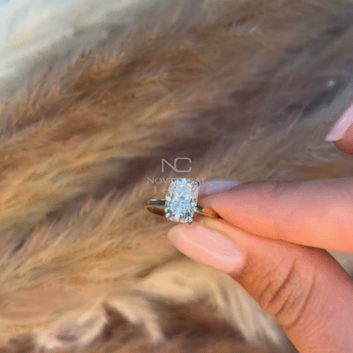 3ct Cushion Cut Halo Moissanite Engagement Ring