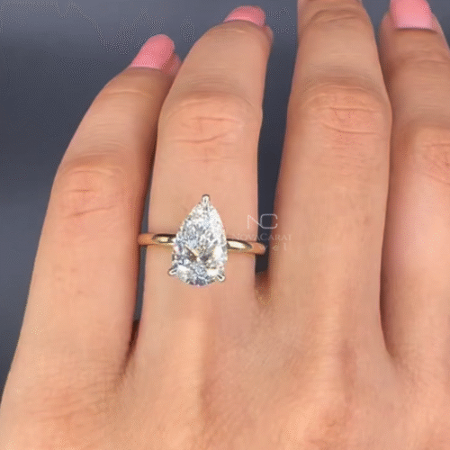 2ct Pear Moissanite Diamond Halo Engagement Ring