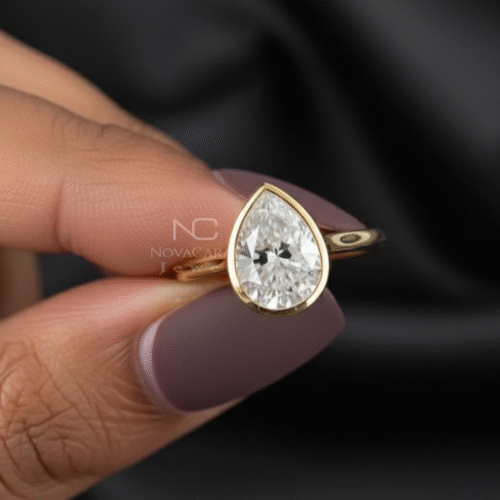 Pear Cut Eco Friendly Diamond Bezel Set Solitaire Ring