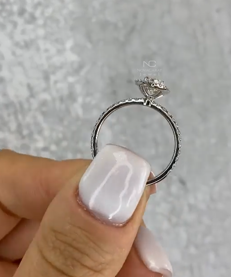 1 Carat Marquise Halo Engagement Ring - Image 4
