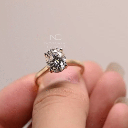 2ct Oval Cut Halo Moissanite Engagement Ring