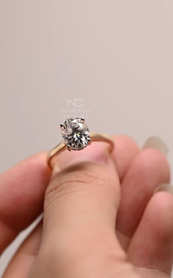 2ct Oval Cut Halo Moissanite Engagement Ring