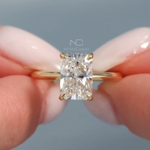 2.5ct Radiant Cut Halo Moissanite Engagement Ring