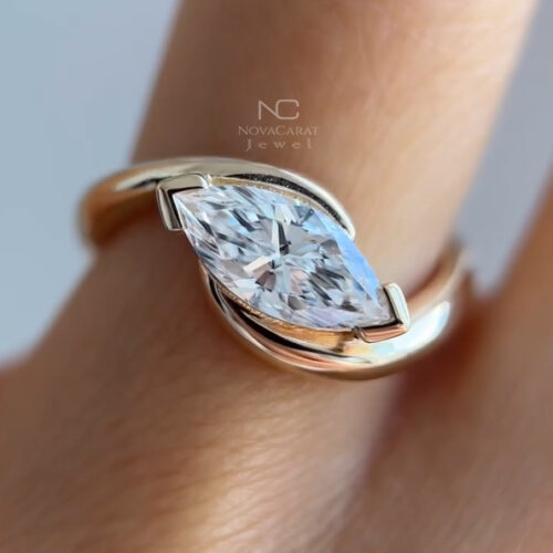1.5CT East West Marquise Cut Moissanite Engagement Ring