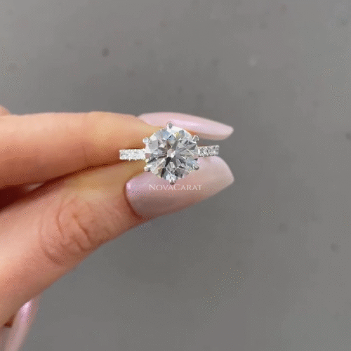 1.5 CT Round Cut Hidden Halo Moissanite Ring