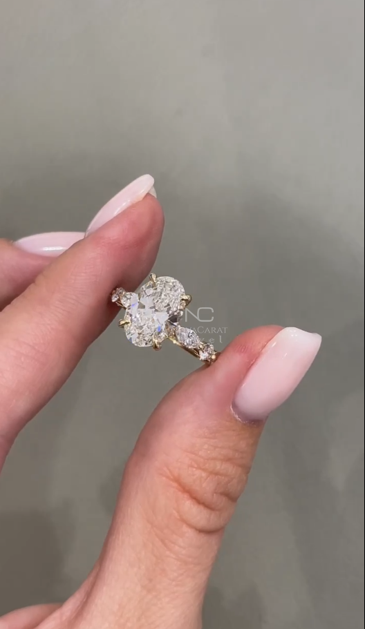 2 Carat Oval Moissanite Diamond Bridal Ring