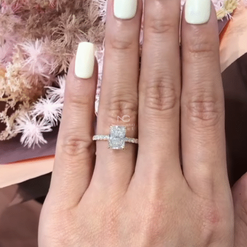 2.5Ct Radiant Cut Hidden Halo Moissanite Ring