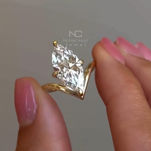 1.5CT Marquise Cut Moissanite Unique Engagement Ring