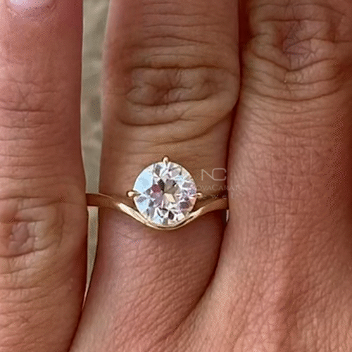 2ct Round Cut Moissanite Diamond Curved Solitaire Ring