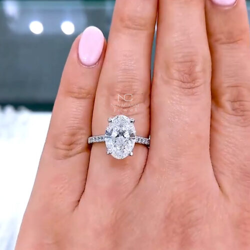 4.5 ct Oval Hidden Halo Moissanite Engagement Ring