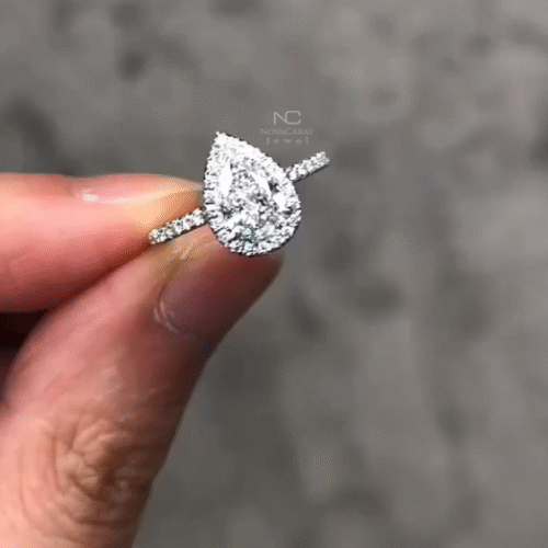 2ct Pear Cut Hidden Halo Moissanite Ring