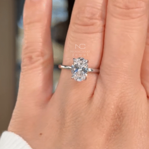 1.5 carat Oval Halo Moissanite Engagement Ring