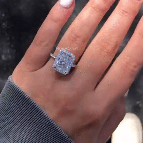 Radiant Hidden Halo Moissanite Engagement Ring