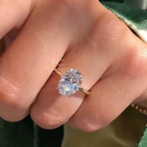 3ct Oval Cut Halo Moissanite Engagement Ring