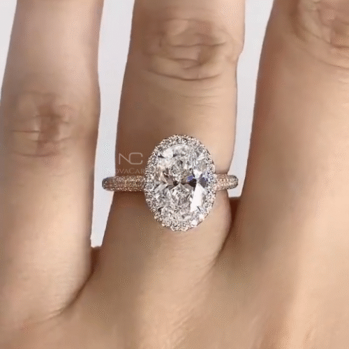 2.5ct Oval Cut Moissanite Halo Engagement Ring