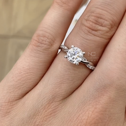 1ct Round Cut Moissanite Infinity Shank Twisted Band Wedding Ring