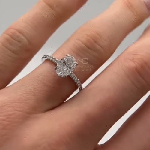 1.5ct Oval Cut Hidden Halo Moissanite Engagement Ring