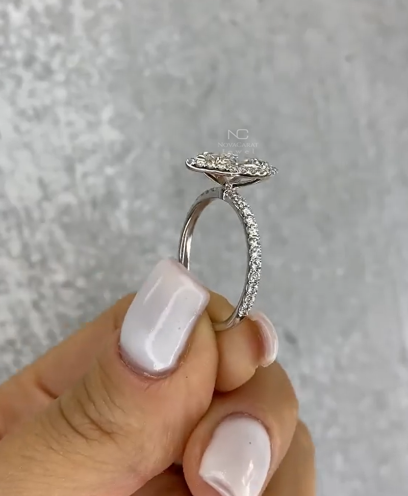 1 Carat Marquise Halo Engagement Ring - Image 5