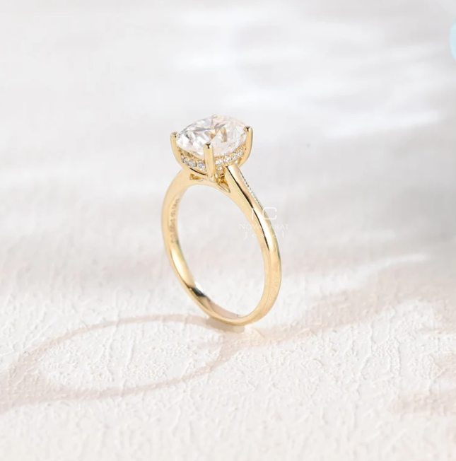 2ct Oval Cut Halo Moissanite Engagement Ring - Image 5