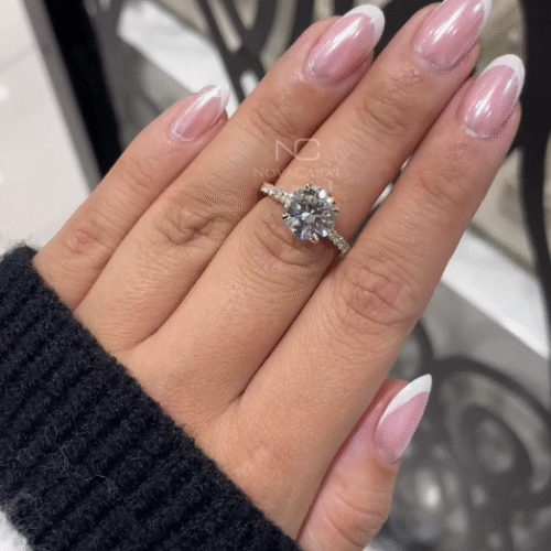 3CT Excellent Cut Round Moissanite Ring