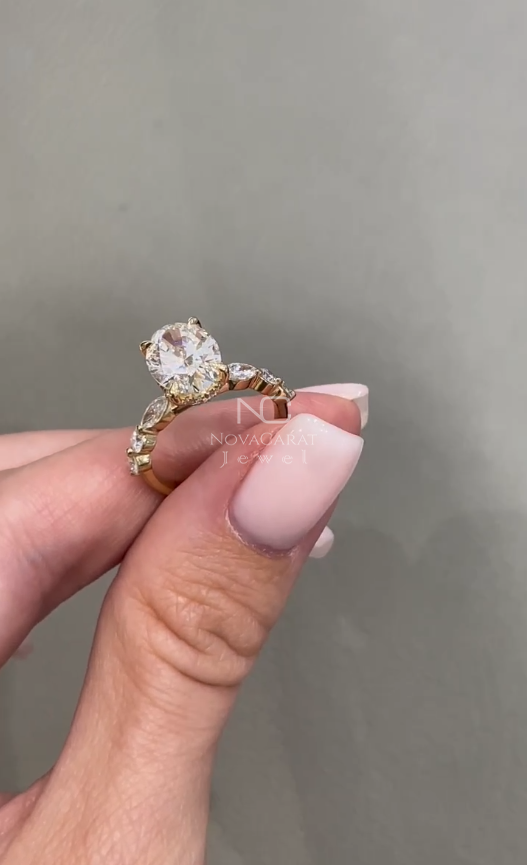 2 Carat Oval Moissanite Diamond Bridal Ring - Image 2