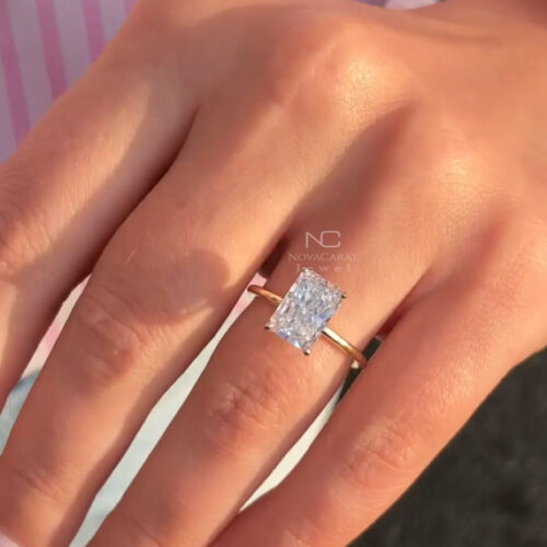 3ct Radiant Cut Halo Moissanite Ring