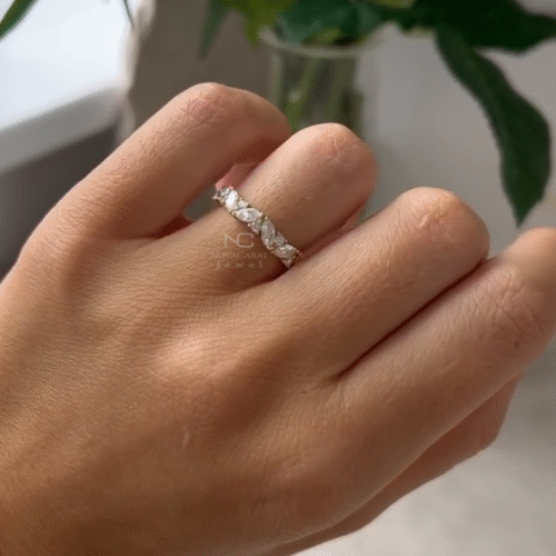Marquise Round Moissanite Full Eternity Wedding Band