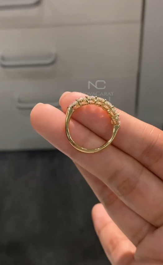 Oval Cut Moisanite Diamond Half Eternity Wedding Band - Image 6