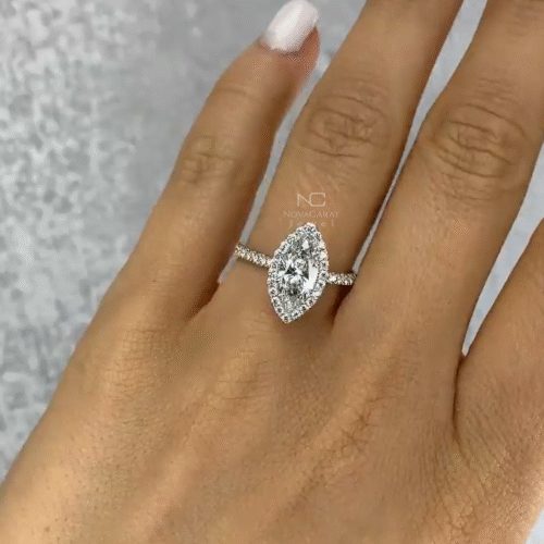 1 Carat Marquise Halo Engagement Ring