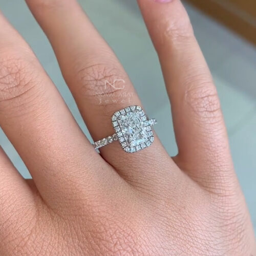 2ct Radiant Cut Moissanite Diamond Halo Engagement Ring