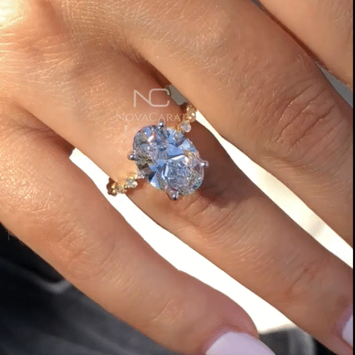 4 Carat Brilliant Oval Cut Side Round & Marquise Moissanite Ring