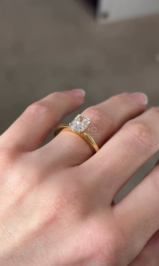 2ct Radiant Cut Moissanite Solitaire Ring - Image 3