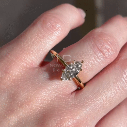 1ct Marquise Cut Moissanite Solitaire Engagement Ring