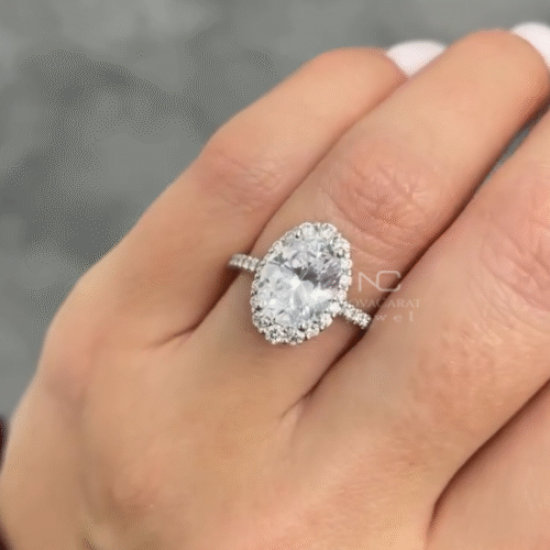 4ct Halo Oval Cut Engagement Ring