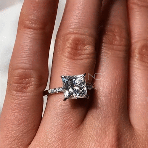 Princess Cut 2.7ct Moissanite Diamond Hidden Halo Engagement Ring