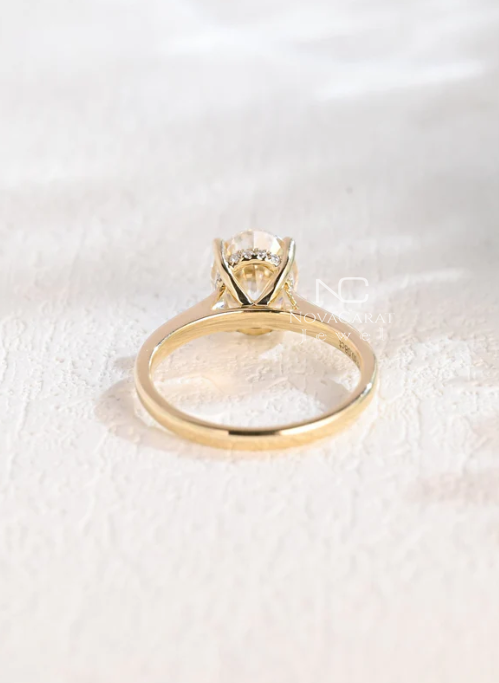 2ct Oval Cut Halo Moissanite Engagement Ring - Image 4