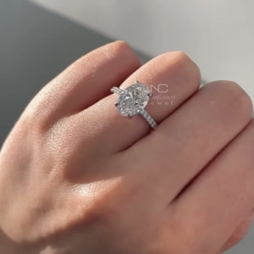 2.5ct Oval Hidden Halo Moissanite Engagement Ring