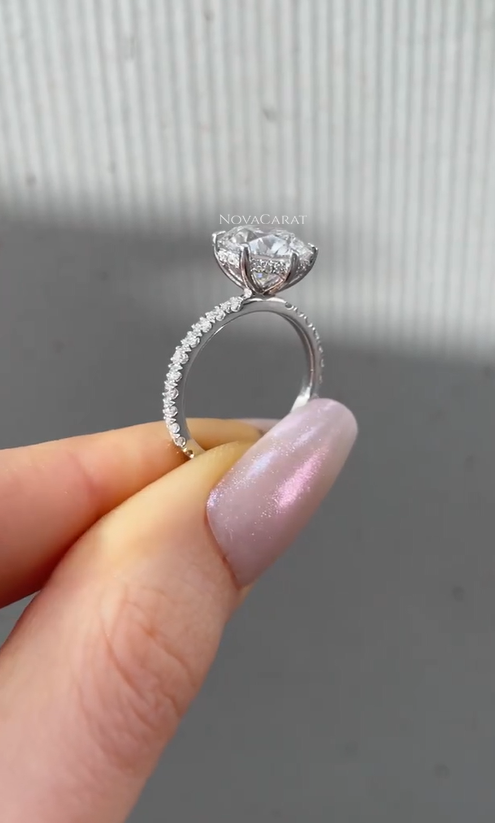 1.5 CT Round Cut Hidden Halo Moissanite Ring - Image 4