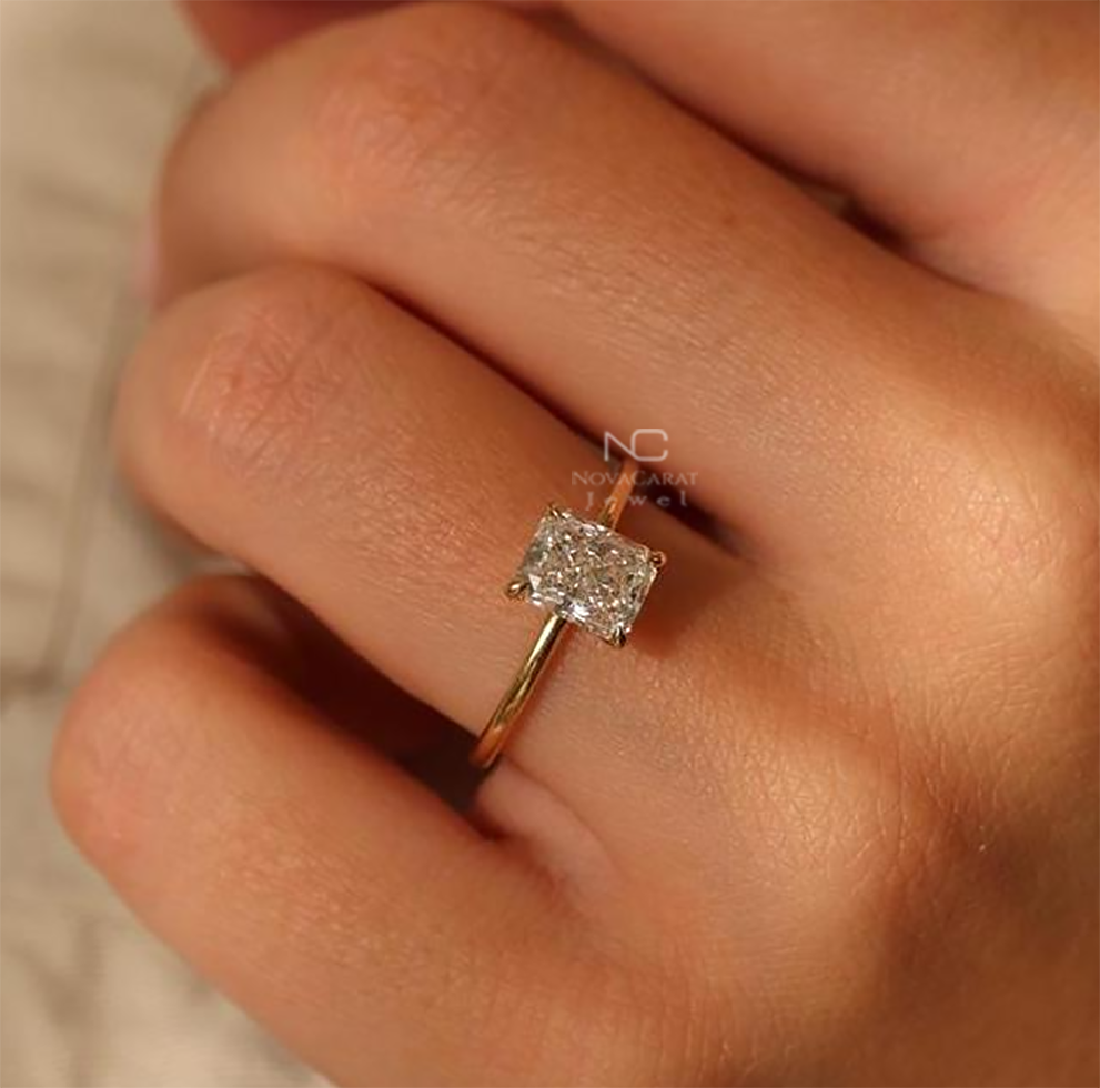 2ct Radiant Cut Moissanite Solitaire Ring - Image 5