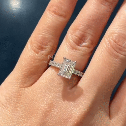 2 Carat Brilliant Emerald Cut Moissanite Ring