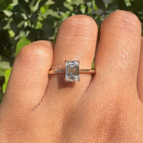 Emerald Cut Moissanite Solitaire Engagement Ring