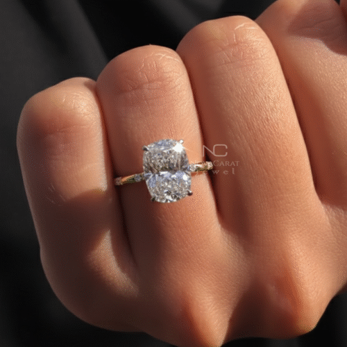 3 Ct Elongated Cushion Cut Moissanite Engagement Ring