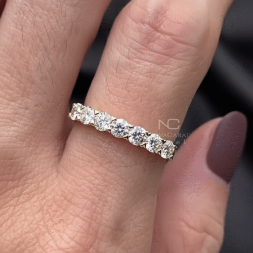 Round Brilliant Cut Matching 7 Stone Diamond Half Eternity Wedding Band Ring