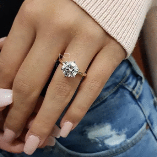 2ct Round Cut Moissanite Solitaire Engagement Ring