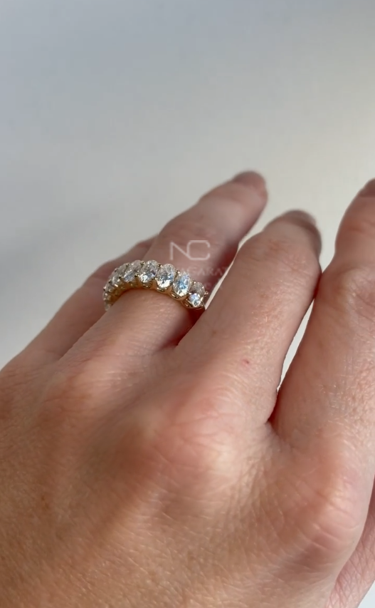 Oval Cut Moisanite Diamond Half Eternity Wedding Band - Image 3