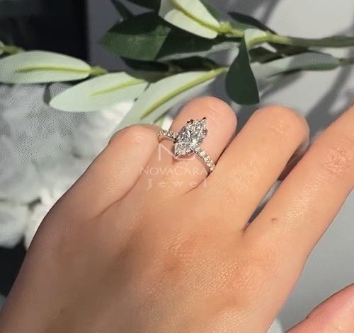 1.50 Ct Marquise Cut Hidden Halo Moissanite Ring
