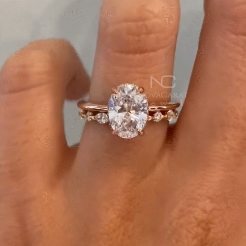 Close up of oval cut moissanite engagement ring with hidden halo and diamond accents, white gold plated band, perfect luxury jewelry for bridal and anniversary wear. Oval Cut Moissanite Engagement Ring, Oval Bridal Ring Set, Moissanite Diamond Solitaire Engagement Ring, Mother's Day Gift, Round Diamond Wedding Band, Hidden Halo Oval Ring, Diamond Ring, VVS1 Solitaire Ring, Birdal Ring, Moissanite Oval Cut Diamond Hidden Halo Oval Solitaire Engagement Ring